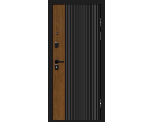 Дверь входная Optim D Optim Z-2 Вертикаль Муар черный-Грецкий Орех/Белый