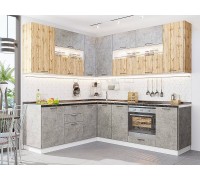 Vivat Кухня Флэт-02 Wotan Oak/Temple Stone/Белый 2340*1700/2390*600