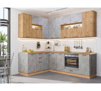 Vivat Кухня Флэт-02 Wotan Oak 2S/Temple Stone 2S 2340*1700/2400*600