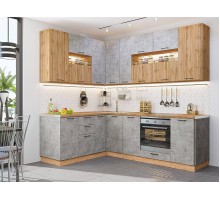 Vivat Кухня Флэт-02 Wotan Oak 2S/Temple Stone 2S 2340*1700/2400*600