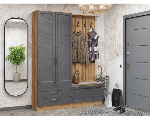 Vivat Прихожая Стиль-03 Graphite Softwood/Дуб Вотан 2110*1600*380