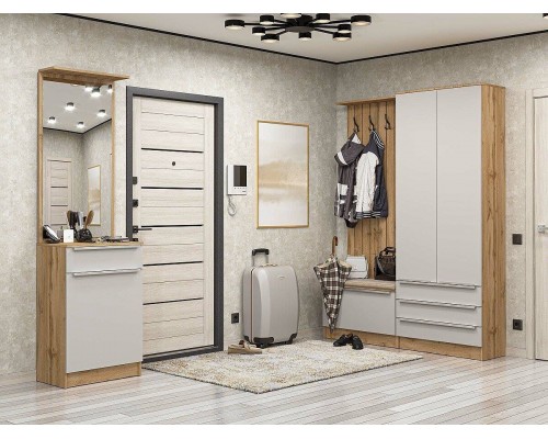 Vivat Прихожая Стиль-04 Silky Light Grey/Дуб Вотан 2110*2200*380