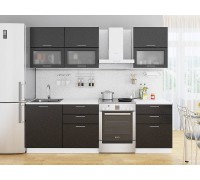 Vivat Кухня Валерия-М-01 Черный металлик/Белый 2140*1800*600