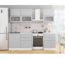 Vivat Кухня Валерия-М-01 Серый металлик дождь светлый/Белый 2140*1800*600